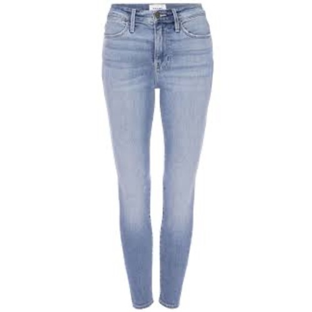 FRAME Le High Skinny Jeans USA Women 28 Sand Dollar Blue EUC Raw Hem High Rise